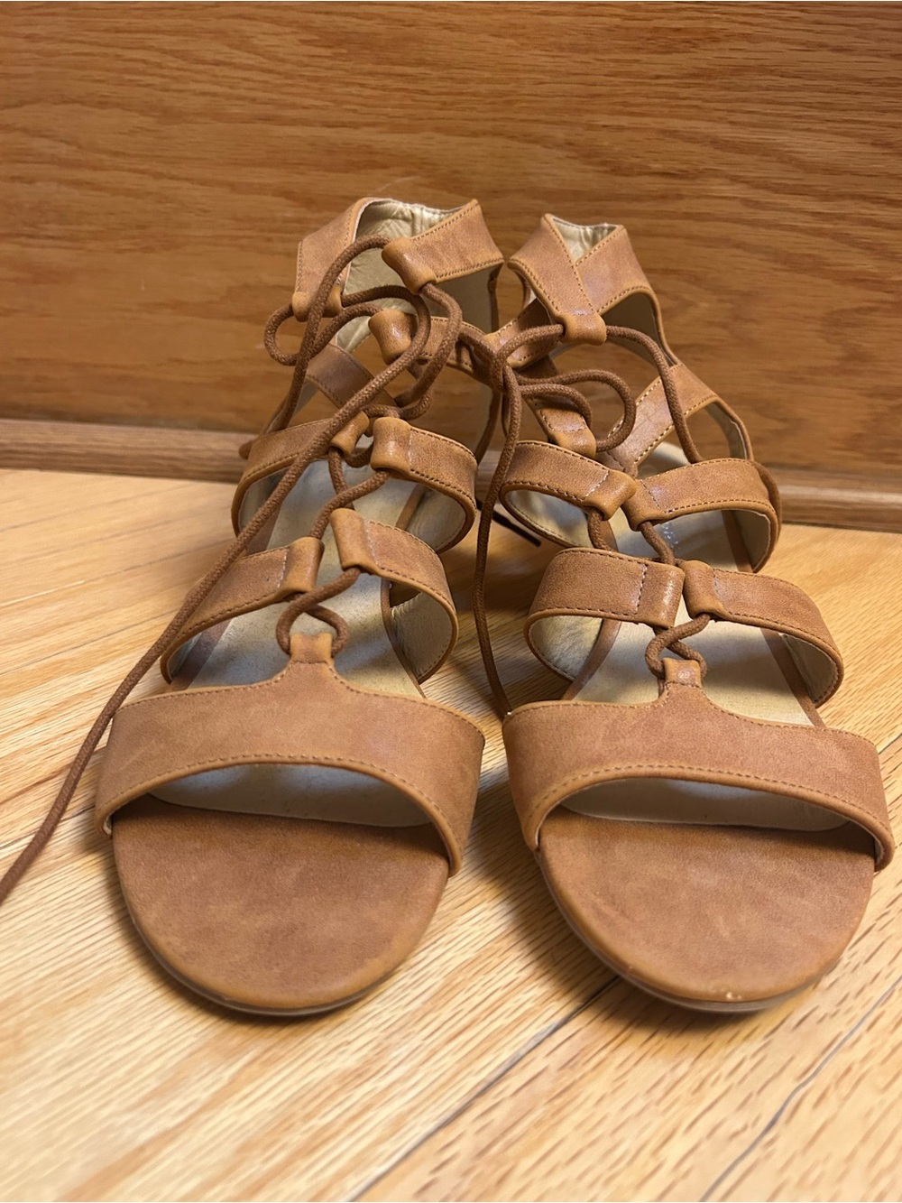 CL by Laundry Cognac Lace-Up Gladiator Sandals